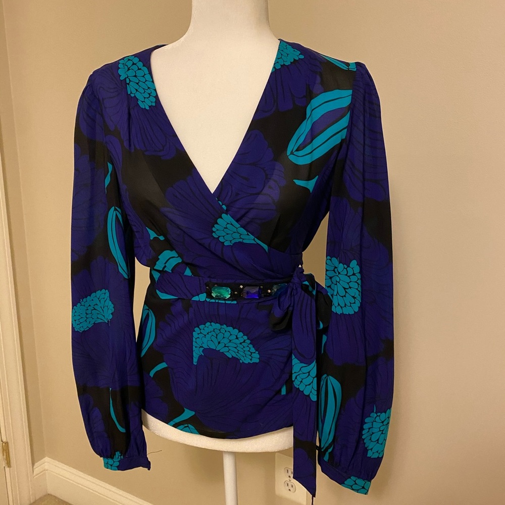 Trina Turk silk wrap blouse